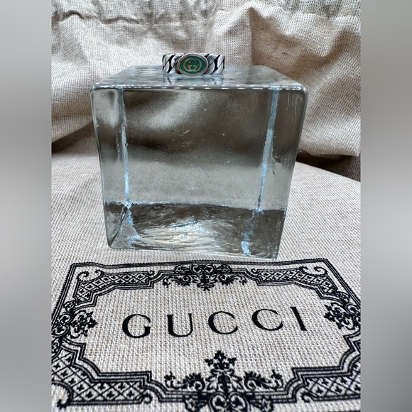 GUCCI- “G” Sterling Silver, Green Enamel, Interlocking Band Ring, Size 7.5 - Picture 10 of 15